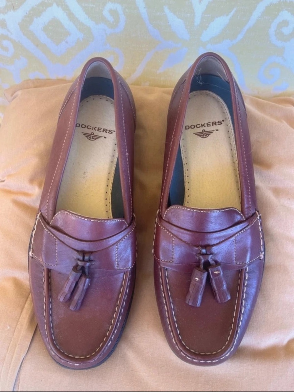 Dockers Men’s Leather Tassel Boat Shoes in Chestnut Brown